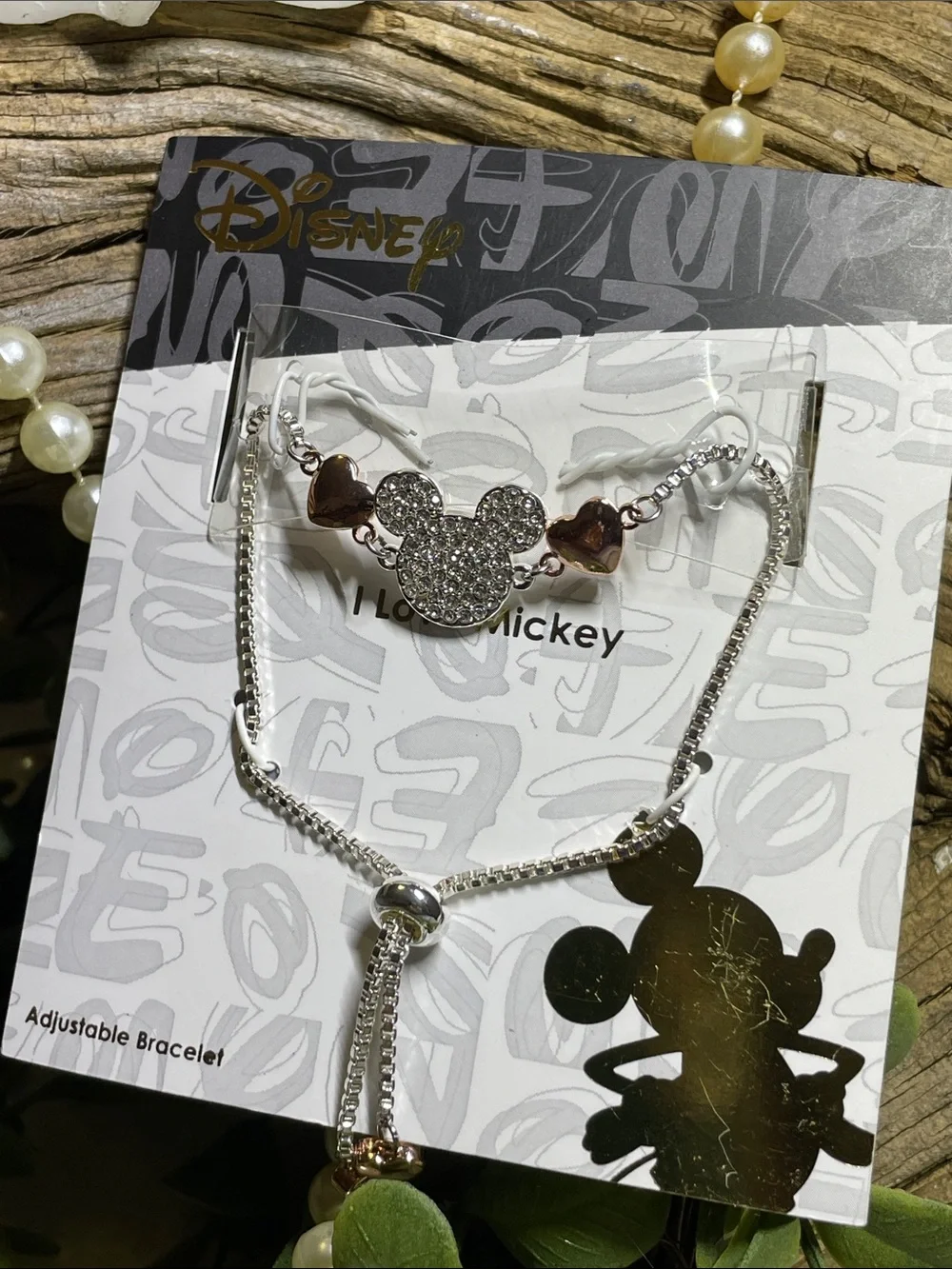 🐭Gorgeous Disney Silver and Rose Gold Crystal Mickey Adjustable Bracelet🐭